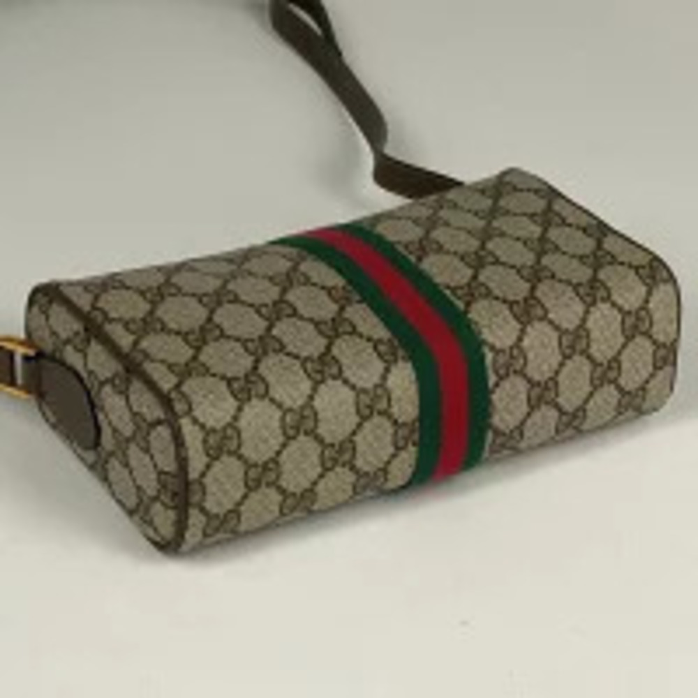 Gucci beige GG red green canvas bag shoulder Sherry Red Green